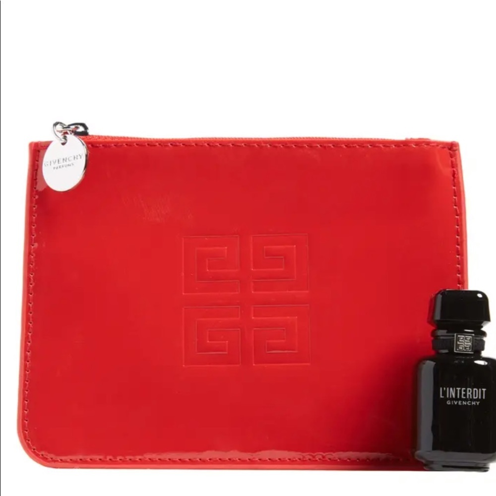 Givenchy Authentic Red Patent Zipper Pouch Clutch - Picture 2 of 4